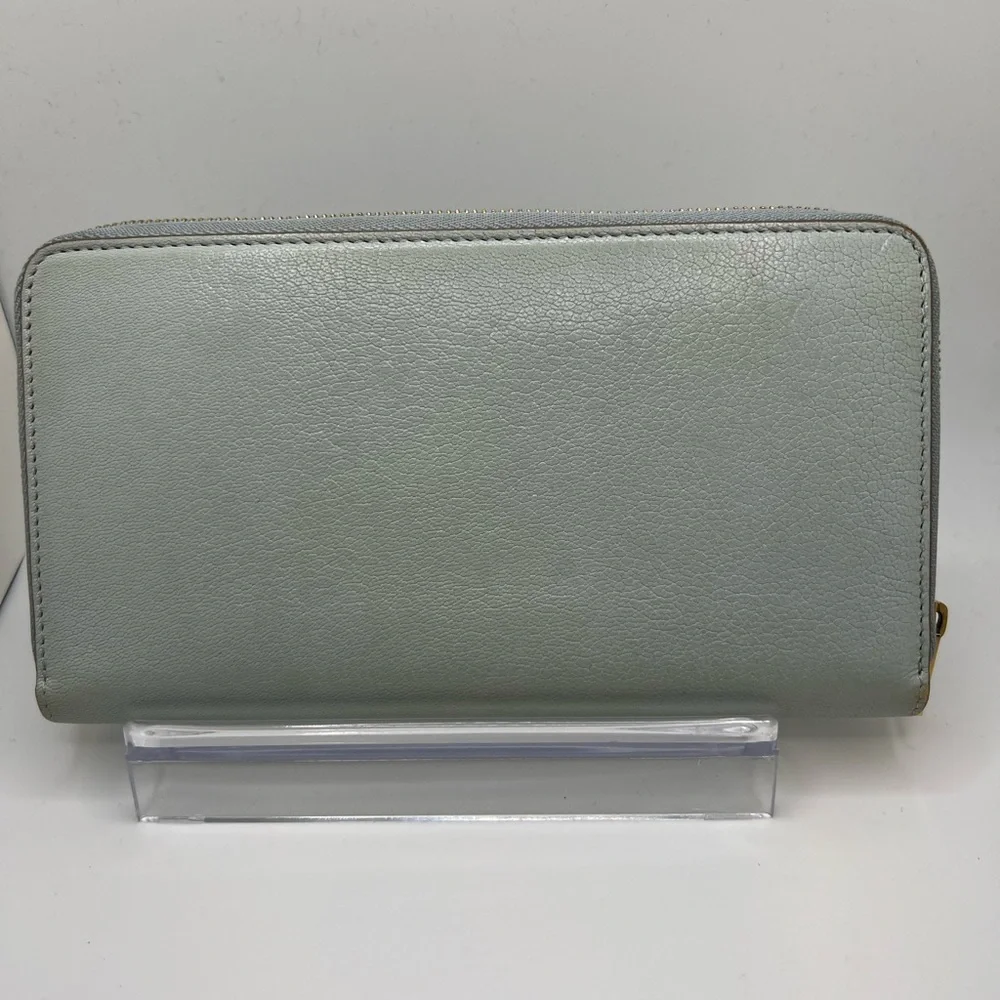GUC Celine Leather Baby Blue Long Zip Wallet - Picture 2 of 8